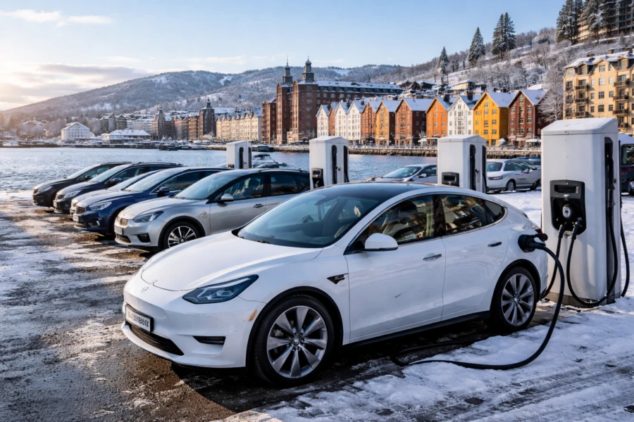 Carros elétricos, usando carregadores elétricos de alta potencia.